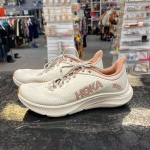 Hoka Women's White and Tan Athletic Shoes